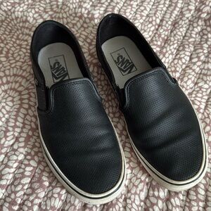 Vans Classic Slip-On Perf Leather Sneaker 7.5 Men/9 Women Black